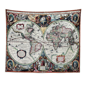 Vintage World Map Patterned Decor Hanging Rugs Wall Art Tapestries for Bedroom Living Room Hall Dorm 03