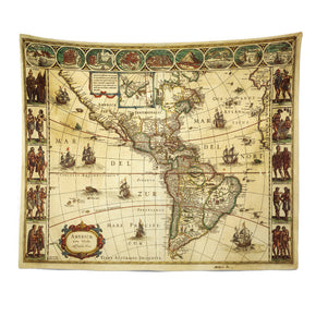 Vintage World Map Patterned Decor Hanging Rugs Wall Art Tapestries for Bedroom Living Room Hall Dorm 04