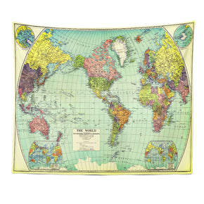 Vintage World Map Patterned Decor Hanging Rugs Wall Art Tapestries for Bedroom Living Room Hall Dorm 09