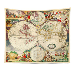 Vintage World Map Patterned Decor Hanging Rugs Wall Art Tapestries for Bedroom Living Room Hall Dorm 12