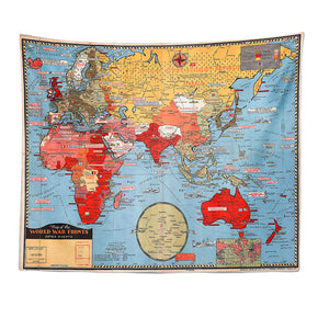 Vintage World Map Patterned Decor Hanging Rugs Wall Art Tapestries for Bedroom Living Room Hall Dorm 14