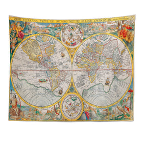 Vintage World Map Patterned Decor Hanging Rugs Wall Art Tapestries for Bedroom Living Room Hall Dorm 16