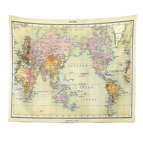 Vintage World Map Patterned Decor Hanging Rugs Wall Art Tapestries for Bedroom Living Room Hall Dorm 21