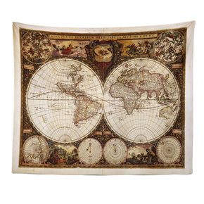 Vintage World Map Patterned Decor Hanging Rugs Wall Art Tapestries for Bedroom Living Room Hall Dorm 26