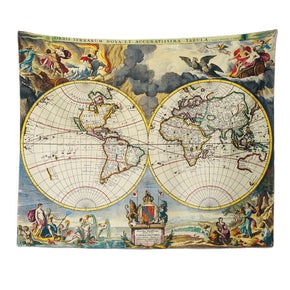 Vintage World Map Patterned Decor Hanging Rugs Wall Art Tapestries for Bedroom Living Room Hall Dorm 30