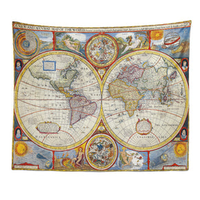 Vintage World Map Patterned Decor Hanging Rugs Wall Art Tapestries for Bedroom Living Room Hall Dorm 31