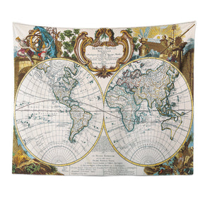 Vintage World Map Patterned Decor Hanging Rugs Wall Art Tapestries for Bedroom Living Room Hall Dorm 32