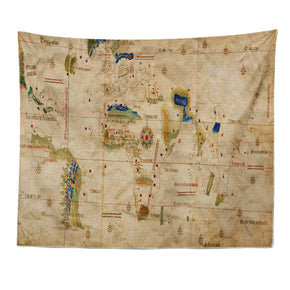 Vintage World Map Patterned Decor Hanging Rugs Wall Art Tapestries for Bedroom Living Room Hall Dorm 35