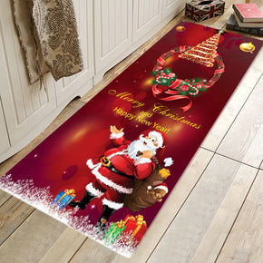 Santa Claus Pattern Red Christmas Entryway Doormat Runners Rugs Kitchen Bathroom Anti-skip Mats