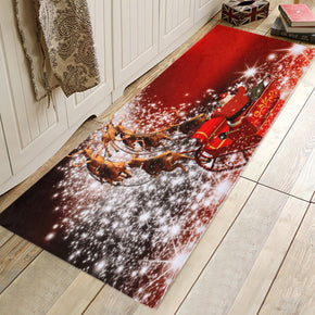 Santa Claus And Sleigh Pattern Red Christmas Entryway Doormat Runners Rugs Kitchen Bathroom Anti-skip Mats