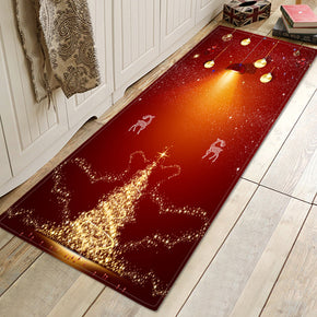 Christmas Tree Sparkling Under The Lights Pattern Red Christmas Entryway Doormat Runners Rugs Kitchen Bathroom Anti-skip Mats