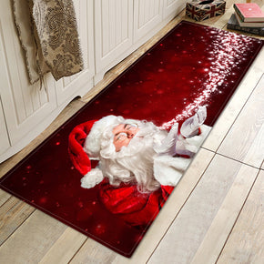 Friendly Santa Claus Pattern Red Christmas Entryway Doormat Runners Rugs Kitchen Bathroom Anti-skip Mats