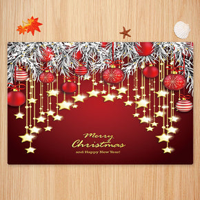 Stars and Small Bells Pattern Red Christmas Entryway Doormat Runners Rugs Kitchen Bathroom Anti-skip Mats