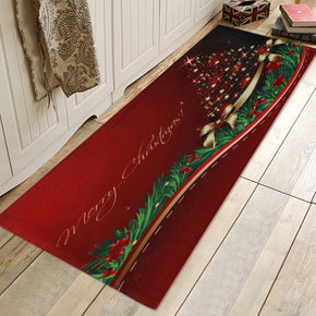 Beautiful Christmas Tree Pattern Red Christmas Entryway Doormat Runners Rugs Kitchen Bathroom Anti-skip Mats