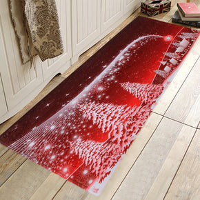 Snow Pattern Red Christmas Entryway Doormat Runners Rugs Kitchen Bathroom Anti-skip Mats
