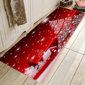 Snowy Christmas Night Pattern Red Christmas Entryway Doormat Runners Rugs Kitchen Bathroom Anti-skip Mats