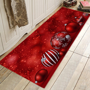 Red Christmas Small Bells Pattern Entryway Doormat Runners Rugs Kitchen Bathroom Anti-skip Mats