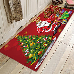 Cartoon Santa Claus Pattern Christmas Entryway Doormat Runners Rugs Kitchen Bathroom Anti-skip Mats