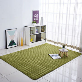 Green Thickened Rugs Coral Fleece Carpets for Living Room Bedroom Bedside Entrance