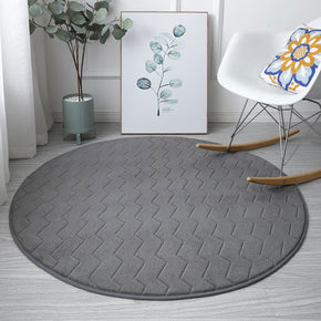 Modern Round Solid Colour Grey Coral Fleece Carpets Anti-Slip Rugs for Entrance Bedside Bedroom Living Room