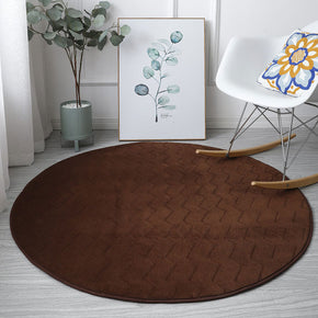 Coral Fleece Carpets Brown Modern Round Solid Colour Rugs for Entrance Bedside Bedroom Living Room