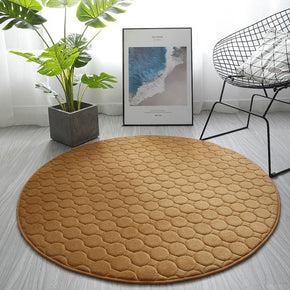 Modern Solid Colour Rugs Camel Yellow Round Coral Fleece Carpets for Bedside Bedroom Living Room Entrance