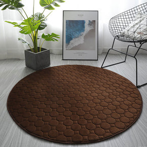 Modern Solid Colour Rugs Round Coral Fleece Brown Carpets for Bedroom Bedside Living Room Entrance