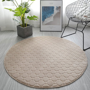 Solid Colour Rugs Modern Round Coral Fleece Carpets for Bedroom Bedside Living Room Entrance