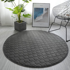Dark Grey Modern Round Solid Colour Rugs Coral Fleece Carpets for Entrance Bedroom Bedside Living Room