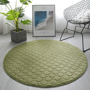 Modern Coral Fleece Carpets Round Green Solid Colour Rugs for Bedroom Entrance Bedside Living Room