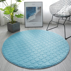 Modern Blue Coral Fleece Carpets Round Solid Colour Rugs for Bedroom Entrance Bedside Living Room