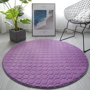Modern Solid Colour Coral Fleece Carpets Purple Round Rugs for Bedroom Entrance Bedside Living Room