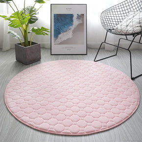 Modern Pink Coral Fleece Carpets Round Rugs Solid Colour for Bedroom Entrance Bedside Living Room