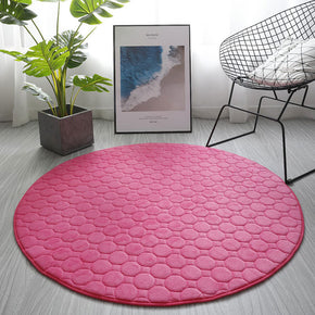 Modern Round Rugs Dark Pink Coral Fleece Carpets Solid Colour for Bedroom Entrance Bedside Living Room