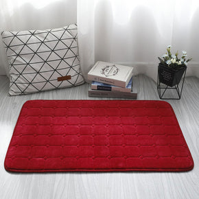 Red Modern Anti-slip mats Solid Colour Coral Fleece Carpets for Entrance Bedside Dining Room Bedroom