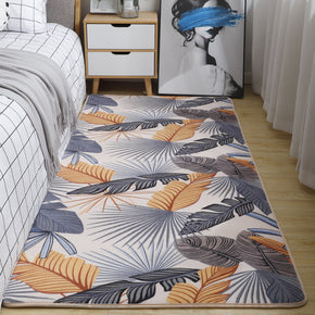 Leaves Pattern Modern Coral Fleece Rugs For Living Room Kids Room Bedroom Bedside Carpet