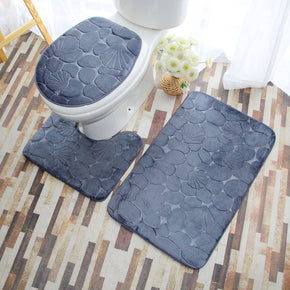 Gray Shell Modern Coral Fleece Rugs Three-piece Bathroom Toilet Carpet Anti-Slip Mats