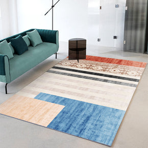 Blue Geometric Print Carpet Simple and comfortable Rugs for Bedroom Living Room