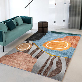 Brown Blue Geometric Print Carpet Simple and comfortable Rugs for Bedroom Living Room