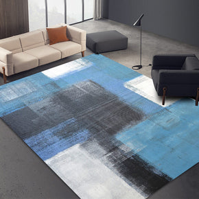 Blue and Black Abstract Gradient Area Rugs for Bedroom Living Room Hall
