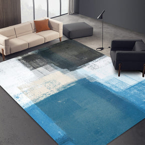 Abstract Gradient Blue and Black Area Rugs for Bedroom Living Room Hall
