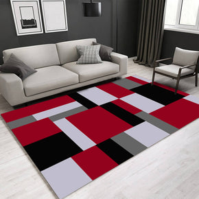 Red Geometric Square Pattern Area Printed Carpets for Bedroom Living Room Hall