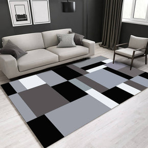 Grey Geometric Square Pattern Area Printed Carpets for Bedroom Living Room Hall
