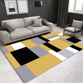 Geometric Yellow Square Pattern Area Printed Carpets for Bedroom Living Room Hall