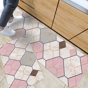 Pink Modern Patterned Geometric Entryway Doormat Runners Rugs Kitchen Bathroom Anti-skip Mats