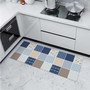 Blue Modern Patterned Geometric Entryway Doormat Runners Rugs Kitchen Bathroom Anti-skip Mats