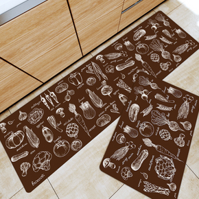 Brown Modern Vegetables Patterned Geometric Entryway Doormat Runners Rugs Kitchen Bathroom Anti-skip Mats