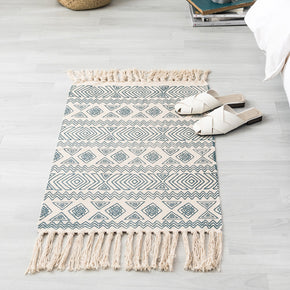 Vintage Moroccan Cotton Area Rug with Tassel Hand Woven Floor Carpet Rug for Living Room Bedroom 60*90cm 02
