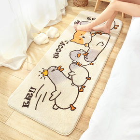 Cute Cartoon Duck Patterned Plush Soft Girls Boys Bedroom Kids Room Bedside Carpet Rugs Runners