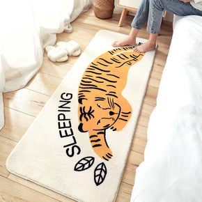 Sleeping Tiger Cartoon Patterned Plush Soft Girls Boys Bedroom Kids Room Bedside Carpet Rugs Runners